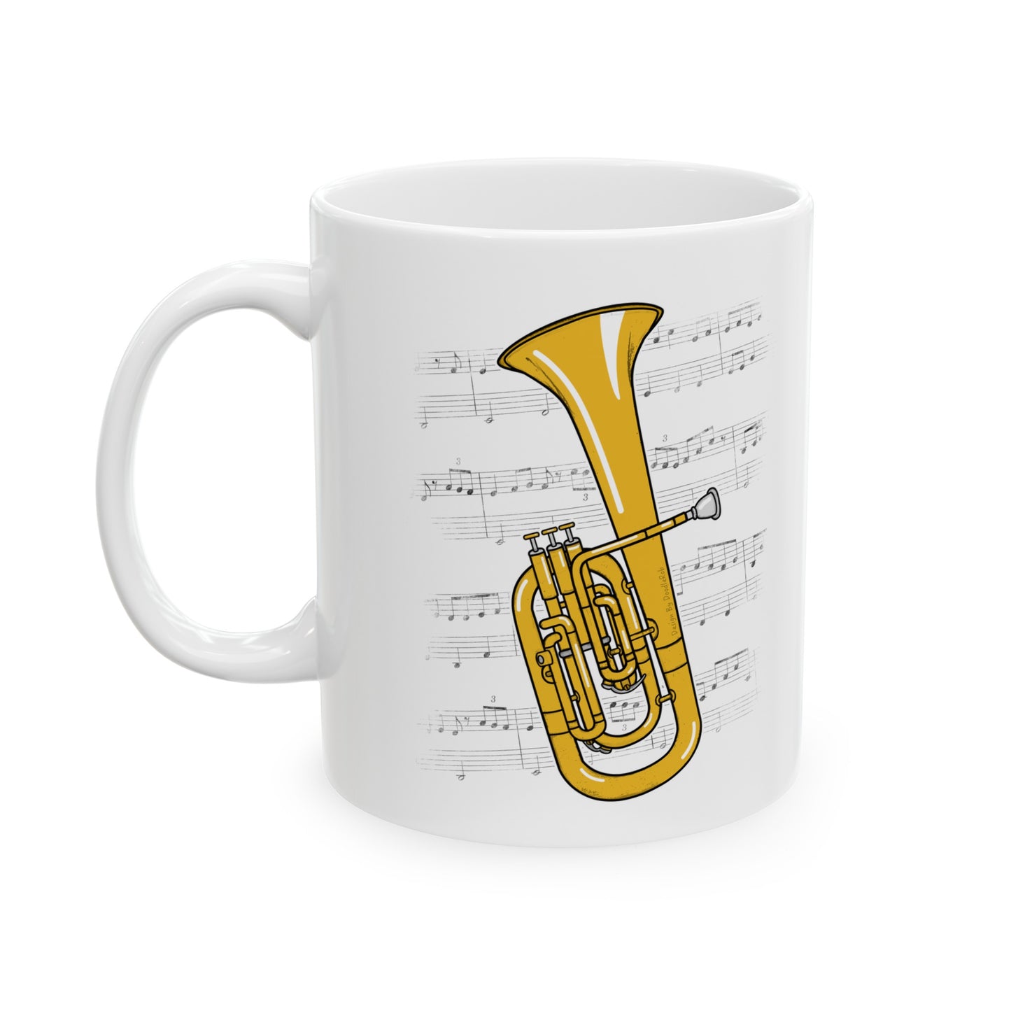 Tenor Horn Music Notation Mug - Gift For Horn Player - Brass Musician Gift