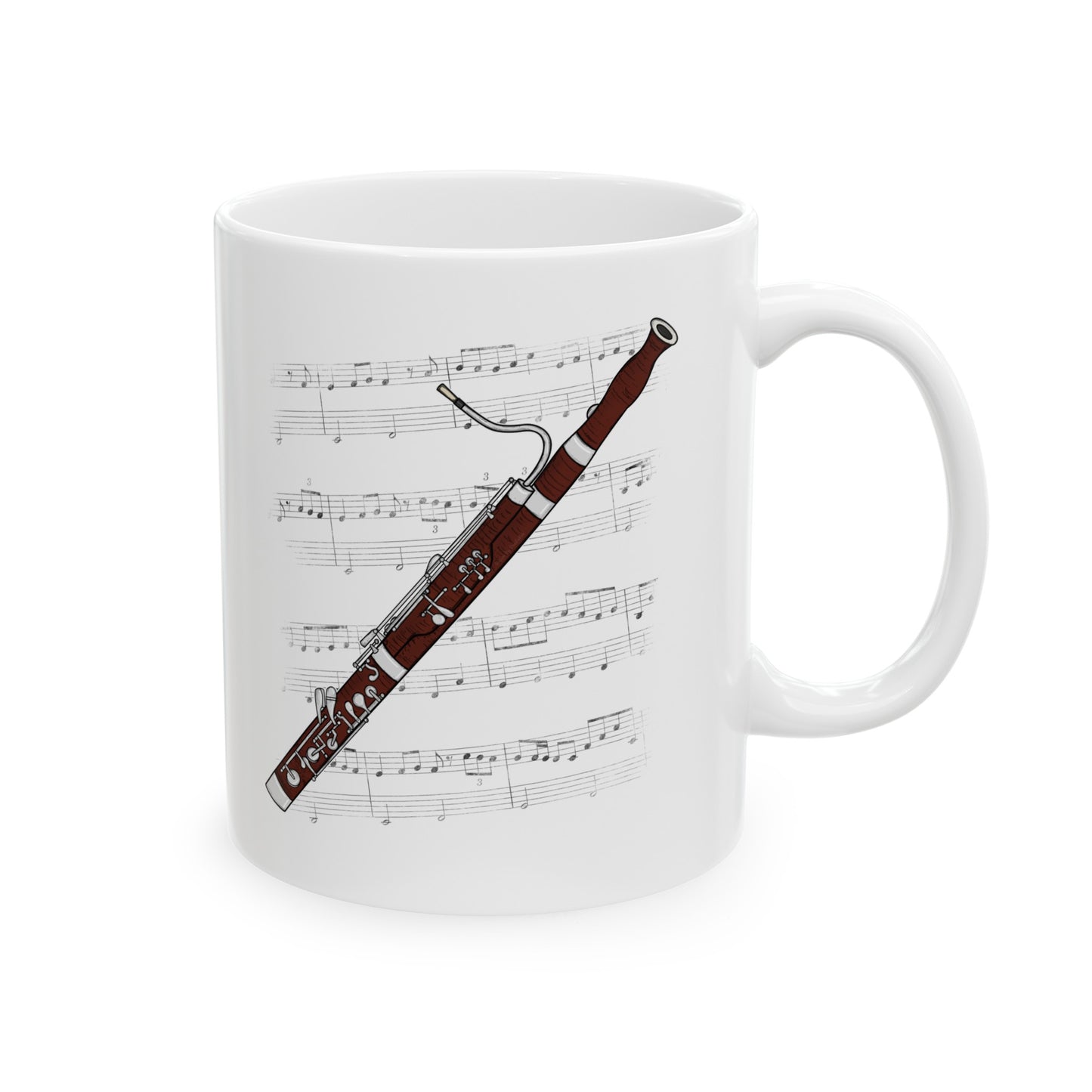 Bassoon Music Notation Mug - Gift For Bassoonist - Woodwind Musician Gift