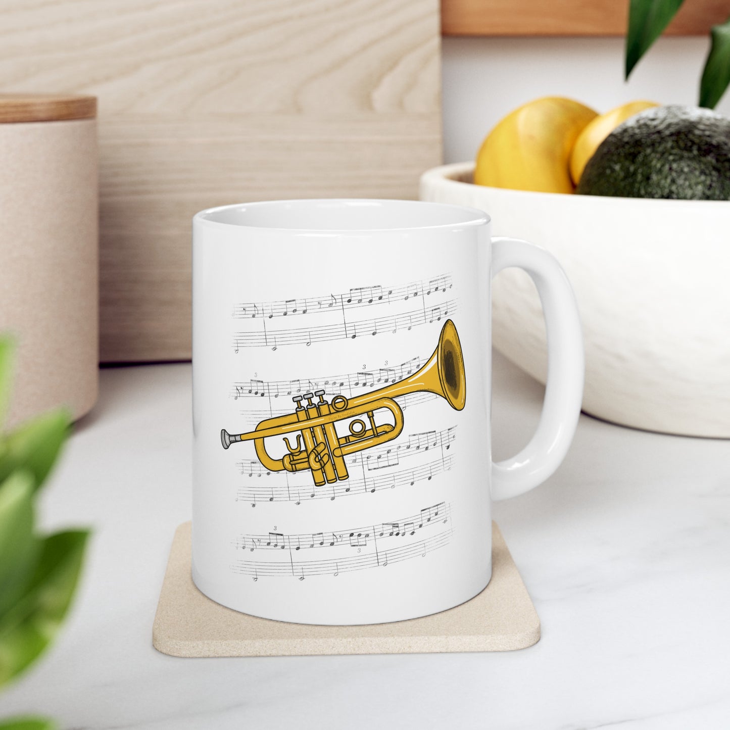 Trumpet Music Notation Mug - Gift For Trumpeter - Brass Musician Gift