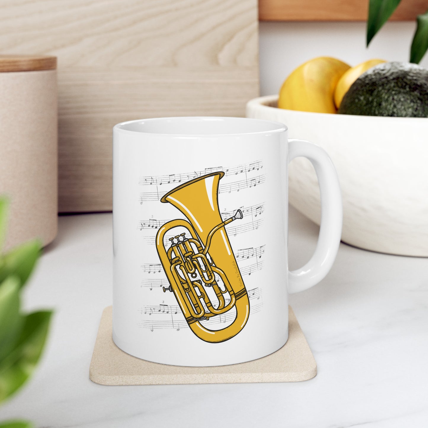 Euphonium Music Notation Mug - Gift For Euphoniumist - Brass Musician Gift