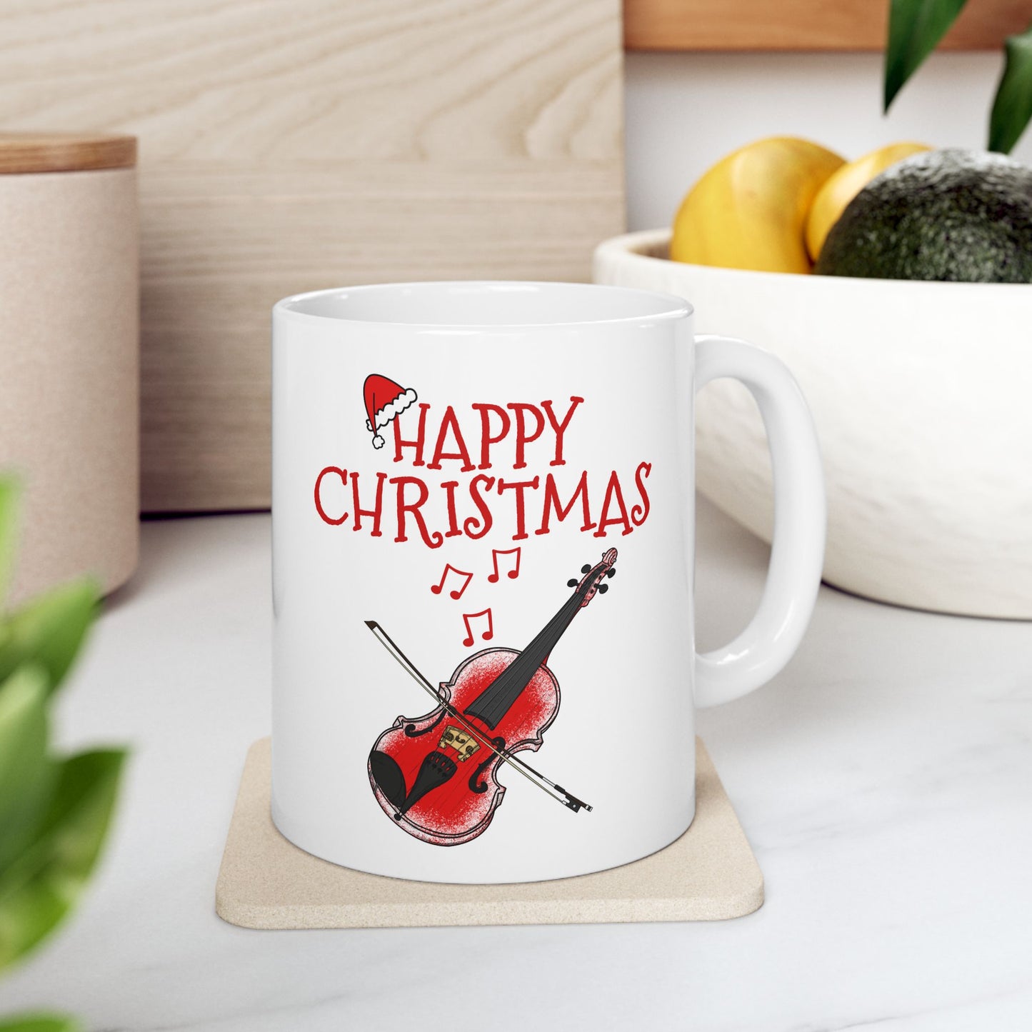 Christmas Violin Mug - Violinist Mug - Violin Teacher Xmas Gift - String Musician Gift (USA)