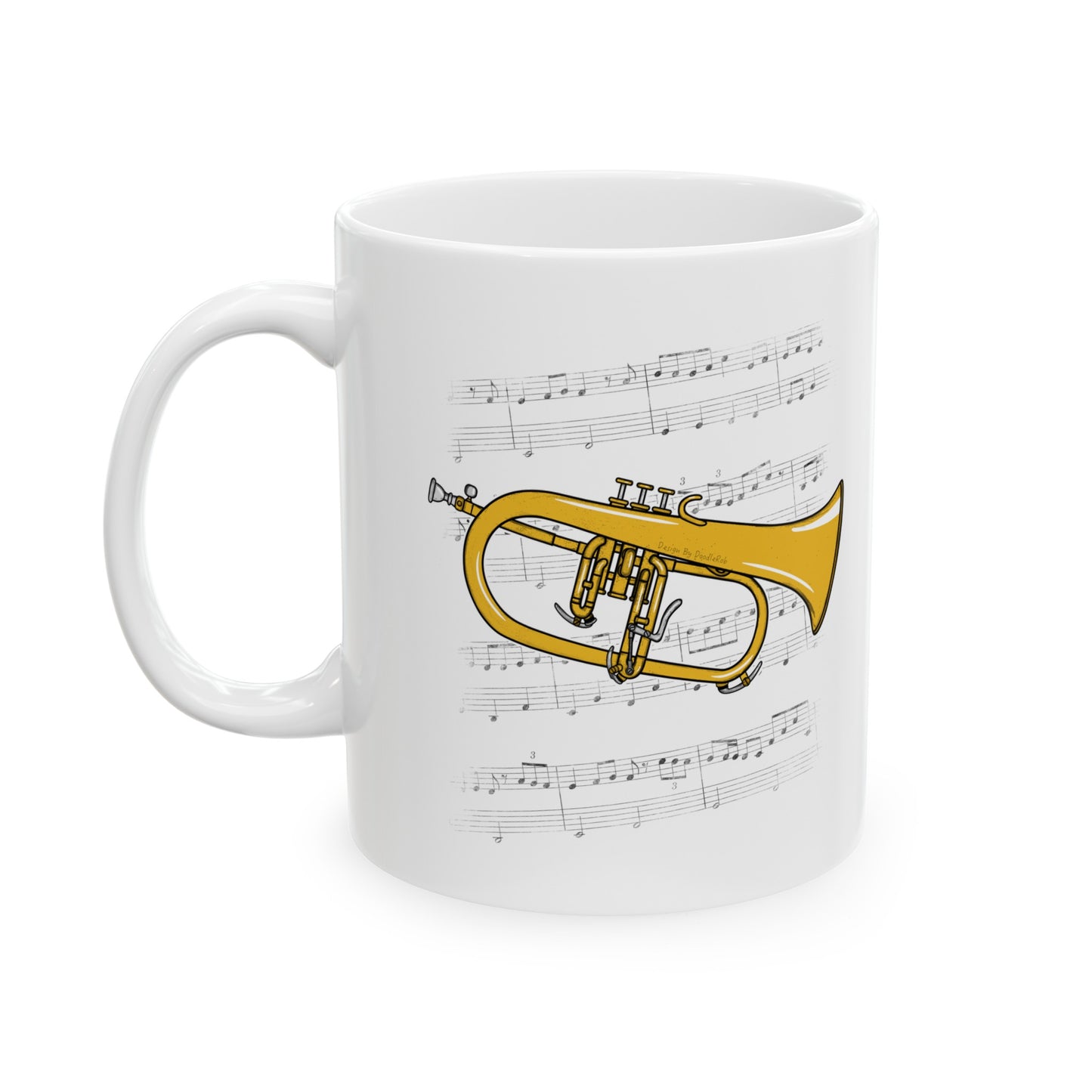 Flugelhorn Music Notation Mug - Gift For Horn Player - Brass Musician Gift