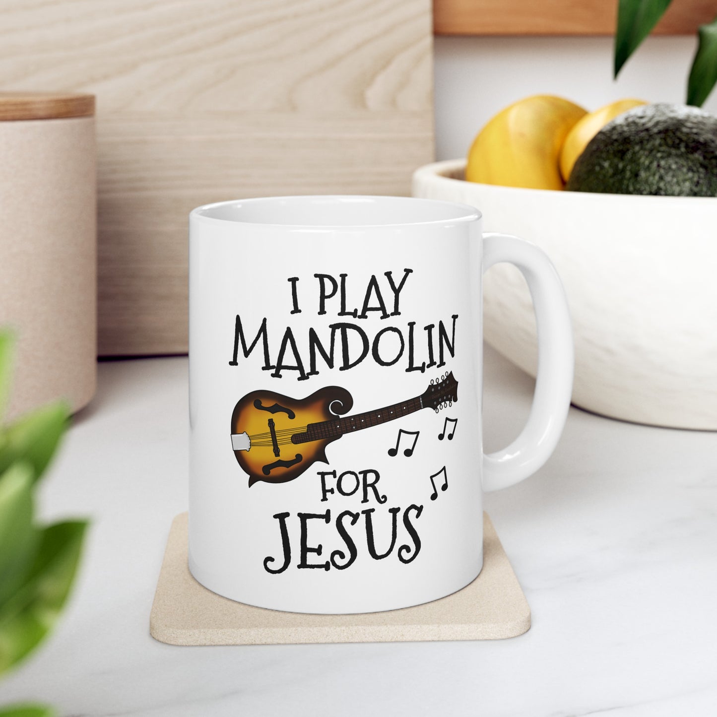 Christian Mandolin Mug - I Play Mandolin For Jesus - Church Mandolinist