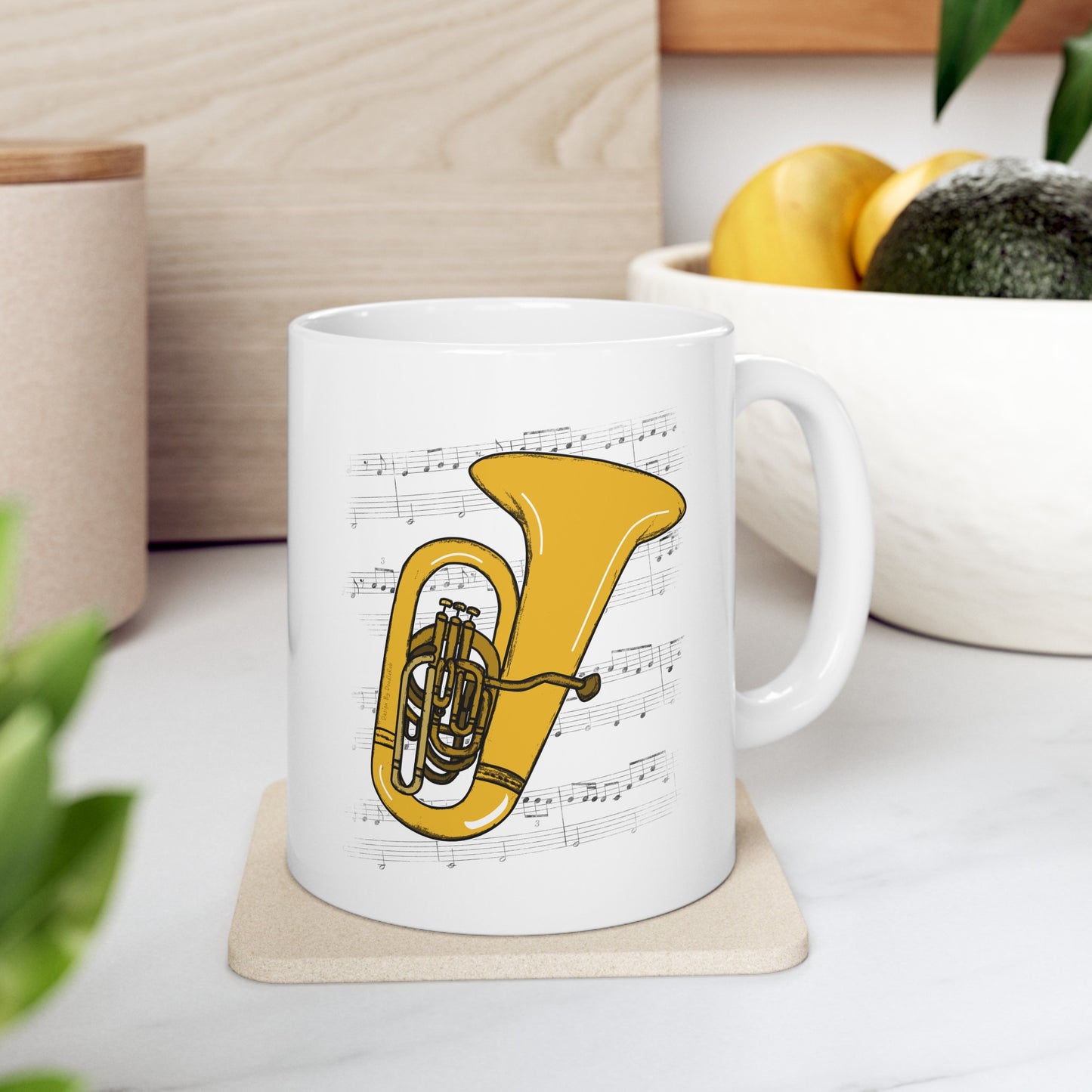 Tuba Music Notation Mug - Gift For Tubaist - Tuba Teacher Mug - Brass Musician Gift