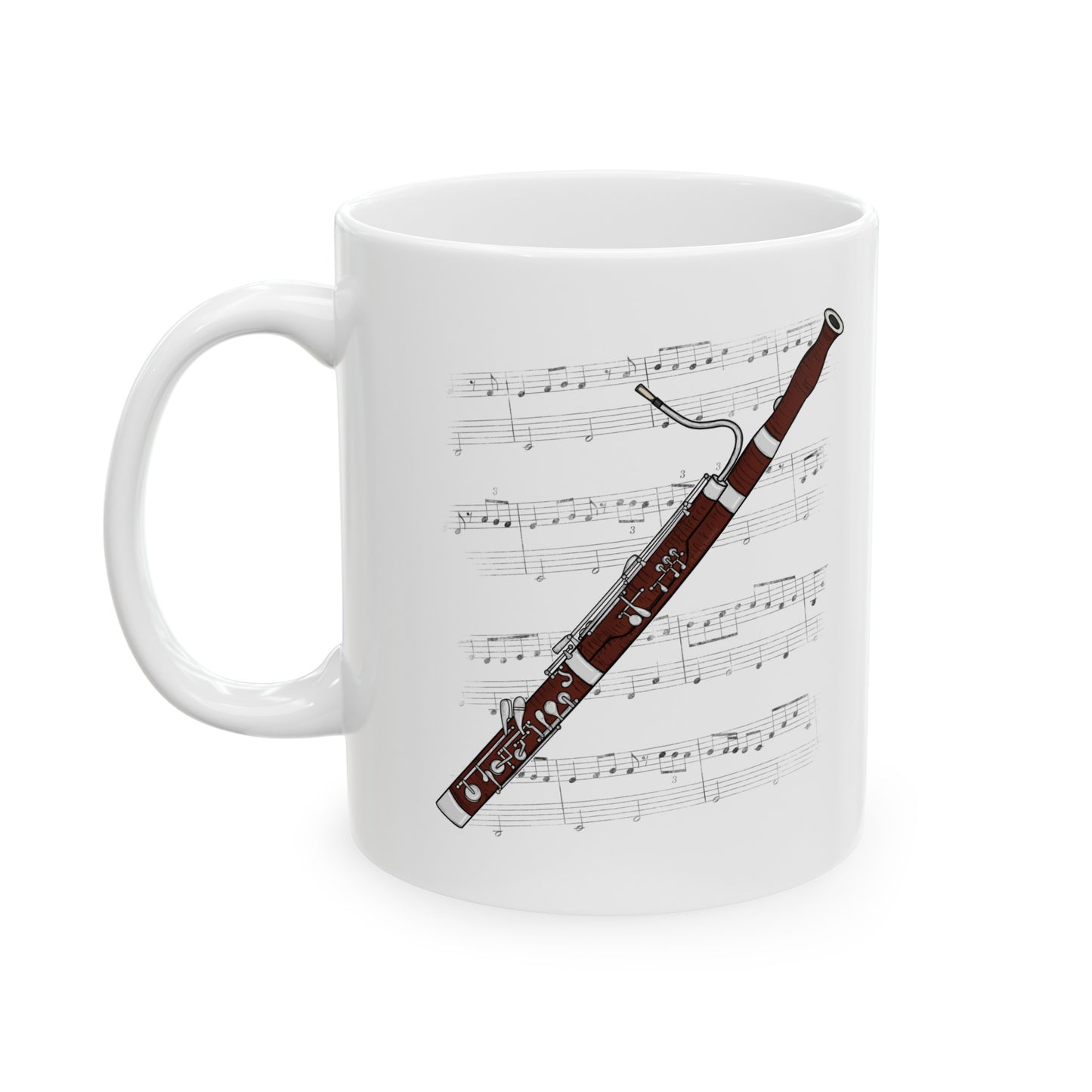 Bassoon Music Notation Mug - Gift For Bassoonist - Woodwind Musician Gift