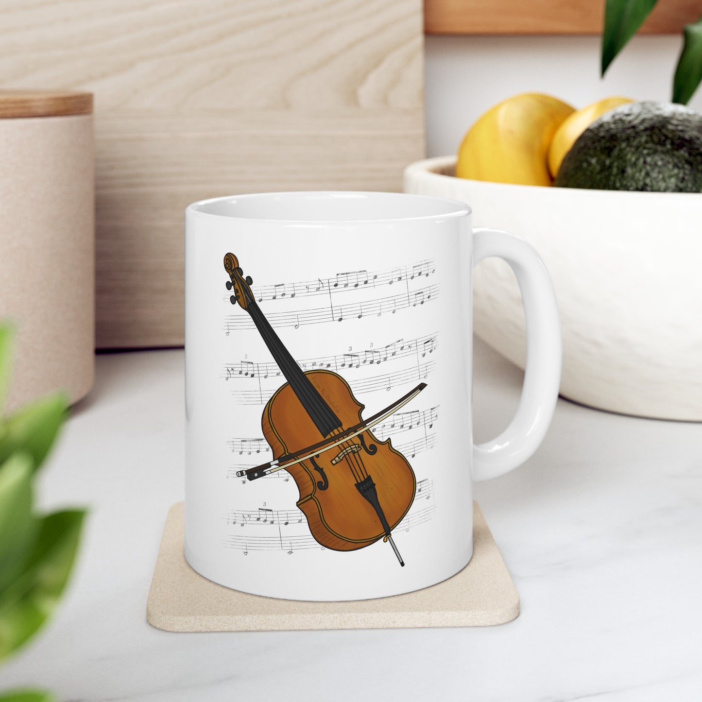 Cello Music Notation Mug (Color) - Cellist Mug - String Teacher Gift