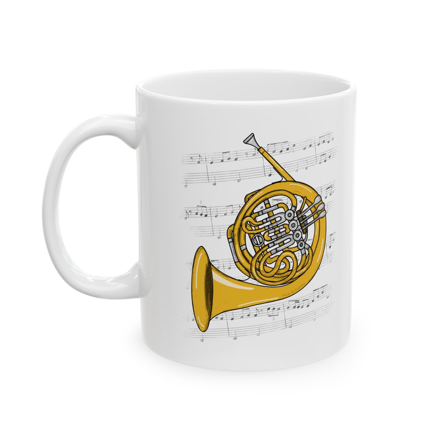 French Horn Music Notation Mug - Horn Player Mug - Brass Musician Gift