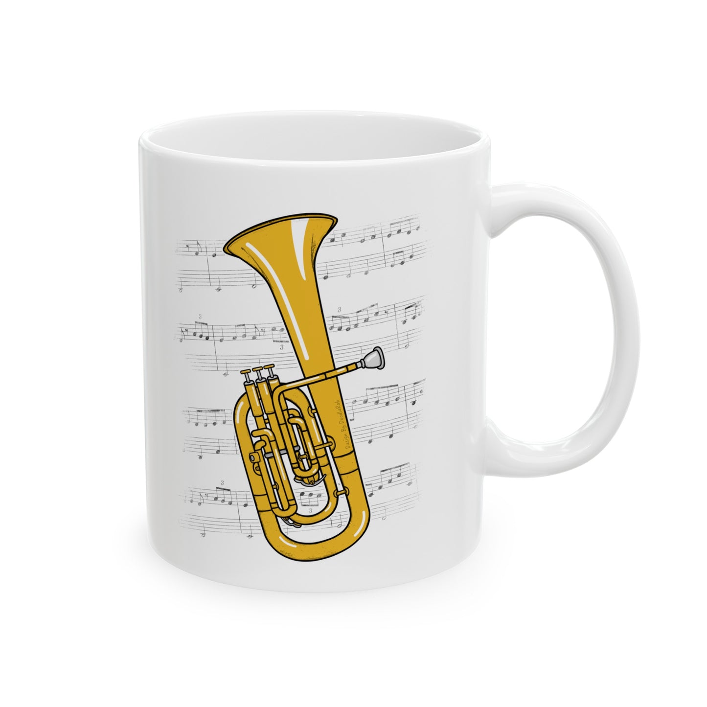 Tenor Horn Music Notation Mug - Gift For Horn Player - Brass Musician Gift