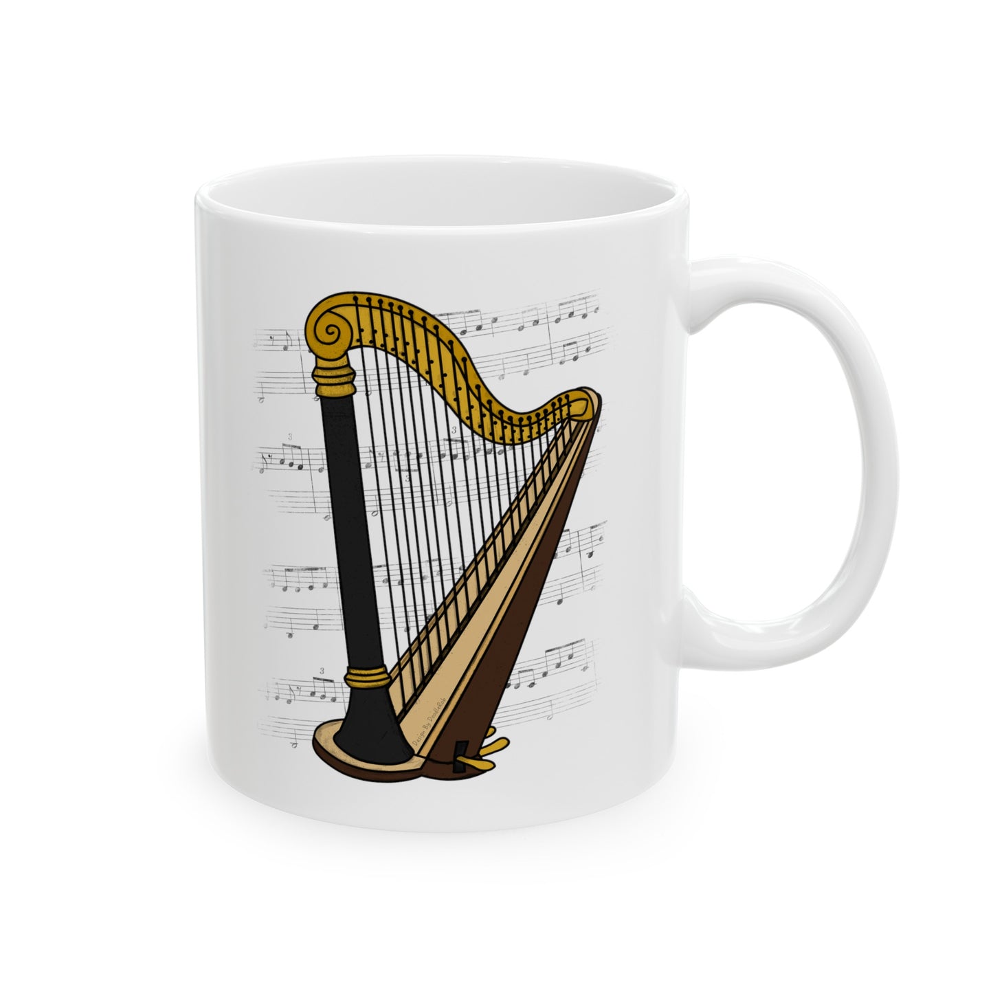 Harp Music Notation Mug - Gift For Harpist - String Musician Gift