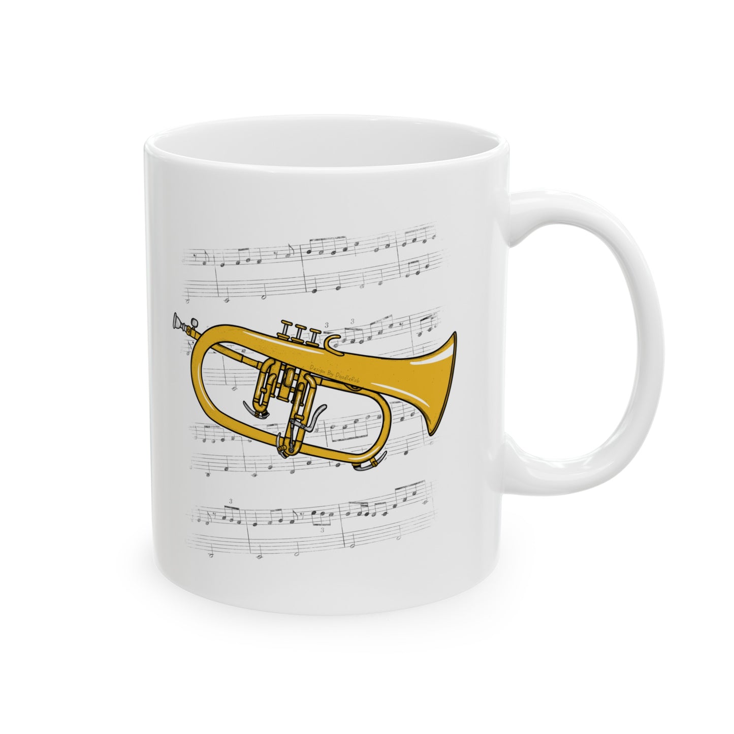 Flugelhorn Music Notation Mug - Gift For Horn Player - Brass Musician Gift