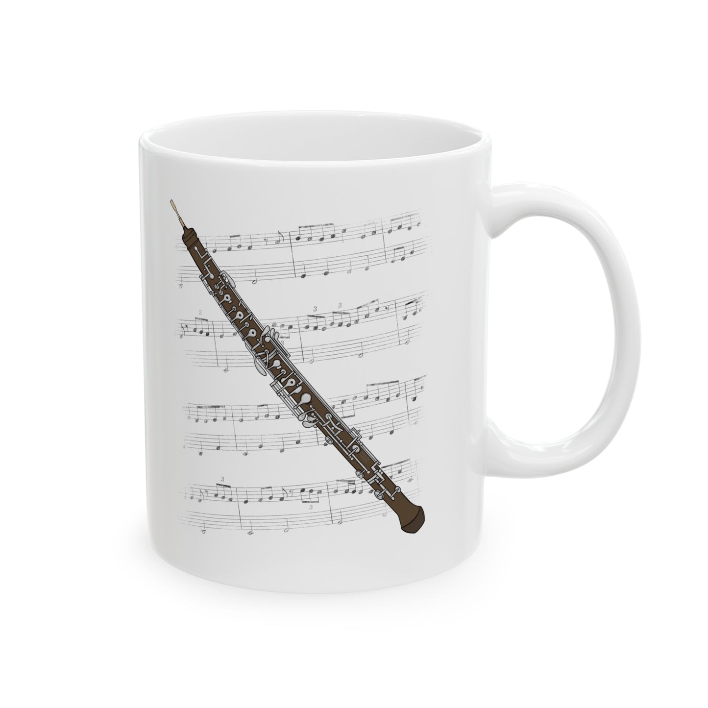 Oboe Music Notation Mug - Gift For Oboist - Woodwind Musician Gift