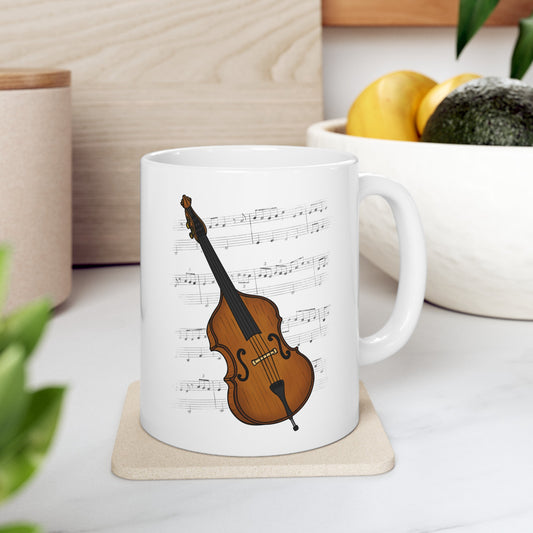 Double Bass Music Notation Mug - Gift For Bassist - Jazz Musician Gift