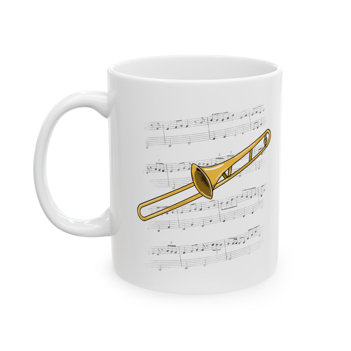 Trombone Music Notation Mug - Gift For Trombonist - Brass Musician Gift