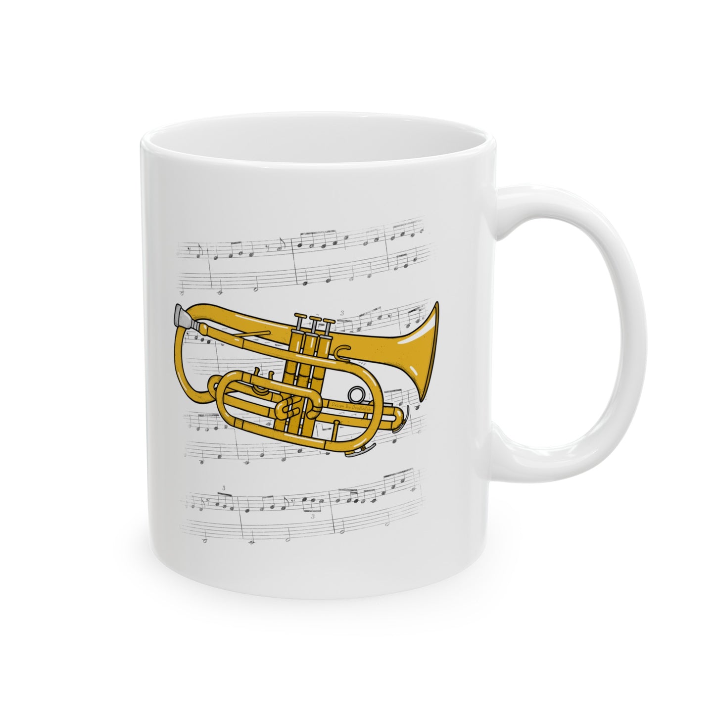 Cornet Music Notation Mug - Gift For Cornetist - Brass Musician Gift