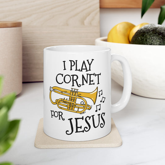 Christian Cornet Mug - I Play Cornet For Jesus - Church Cornetist