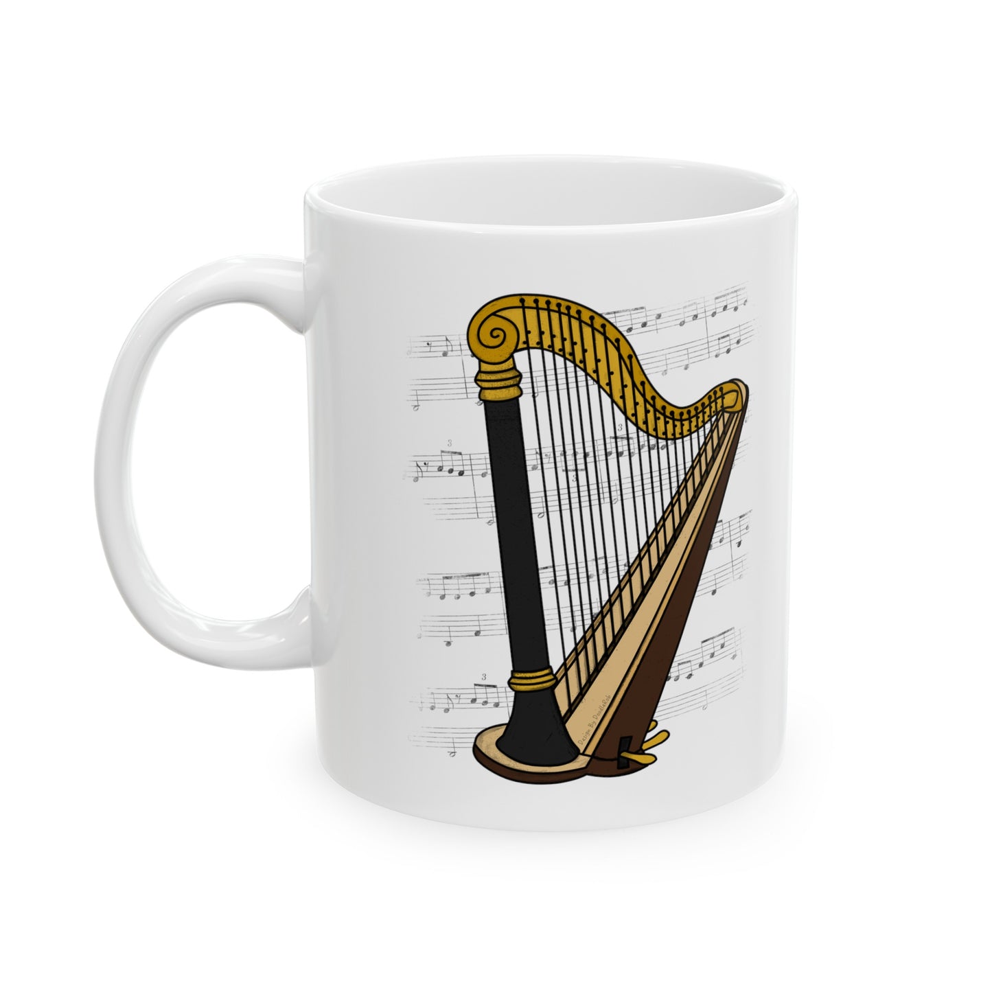 Harp Music Notation Mug - Gift For Harpist - String Musician Gift