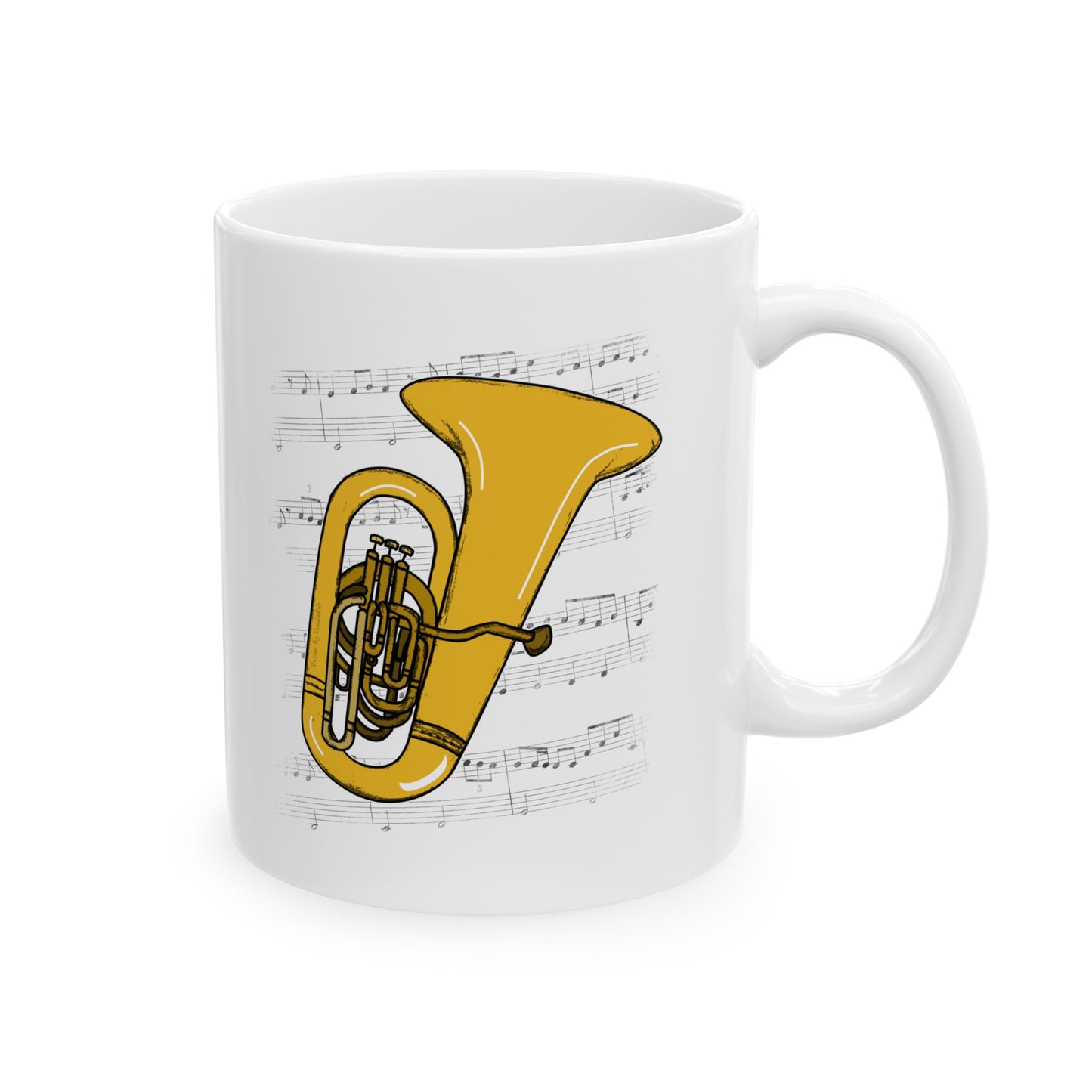 Tuba Music Notation Mug - Gift For Tubaist - Tuba Teacher Mug - Brass Musician Gift