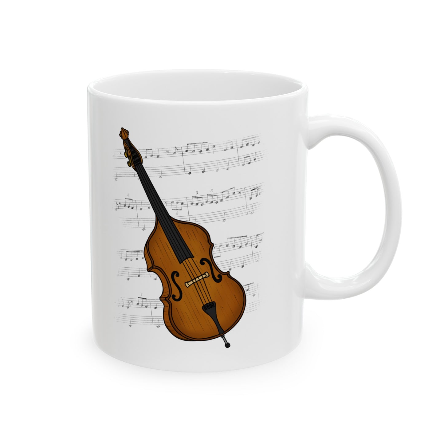 Double Bass Music Notation Mug - Gift For Bassist - Jazz Musician Gift