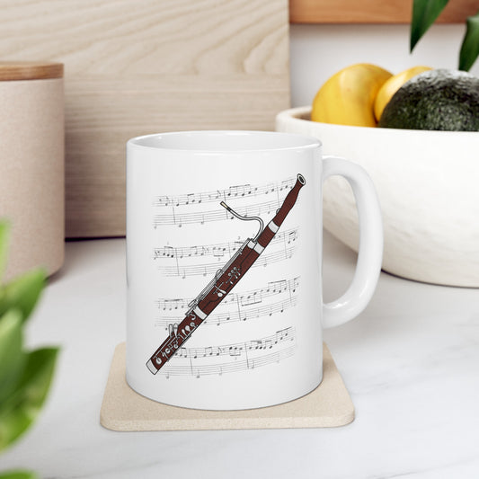 Bassoon Music Notation Mug - Gift For Bassoonist - Woodwind Musician Gift