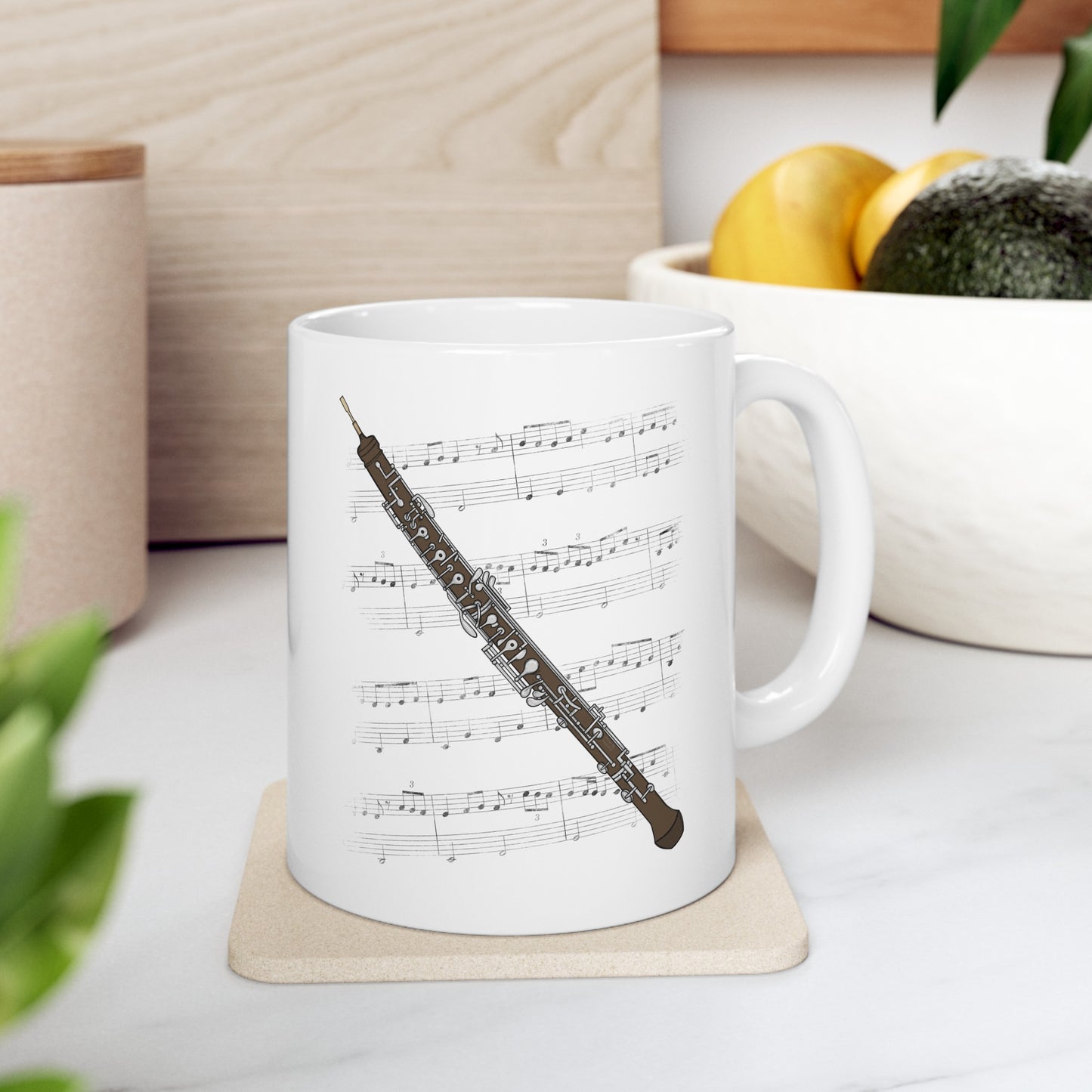 Oboe Music Notation Mug - Gift For Oboist - Woodwind Musician Gift