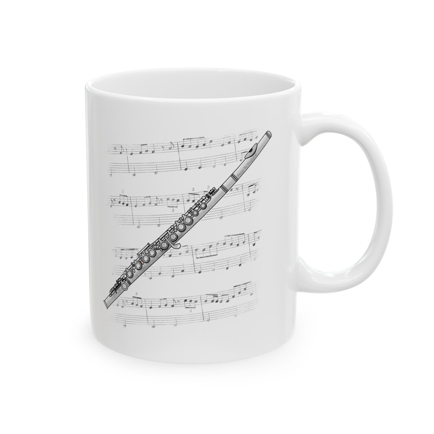 Flute Mug - Gift For Flutist - Woodwind Teacher Gift - Music Notation Mug