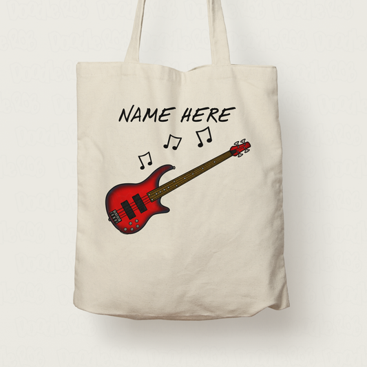 Bass Guitar Custom Tote Bag - Bass Guitarist Tote Bag - Bassist Personalised Gift