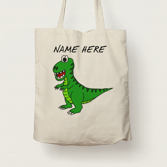 T-Rex Dinosaur Personalised Tote Bag - Custom Dinosaur Gift - Funny Dinosaur Tote Bag