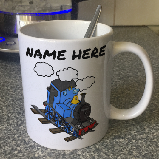 Steam Train Personalised Mug (Blue) - Custom Railway Gift