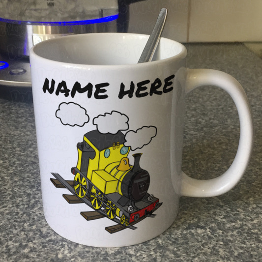 Steam Train Personalised Mug (Yellow) - Custom Railway Gift