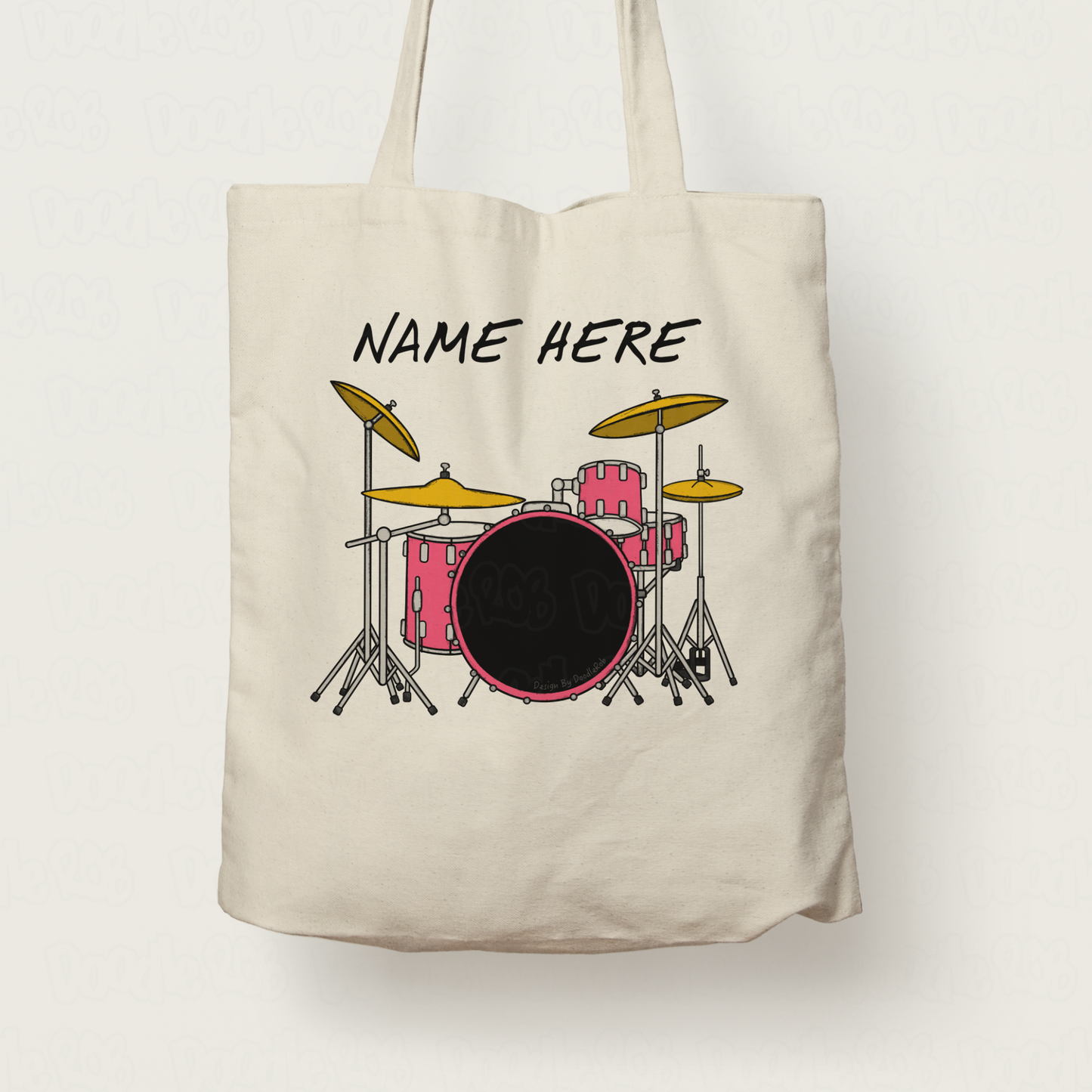 Drummer Tote Bag For Girl - Custom Gift For Drum Teacher - Pink Drum Kit Tote Bag