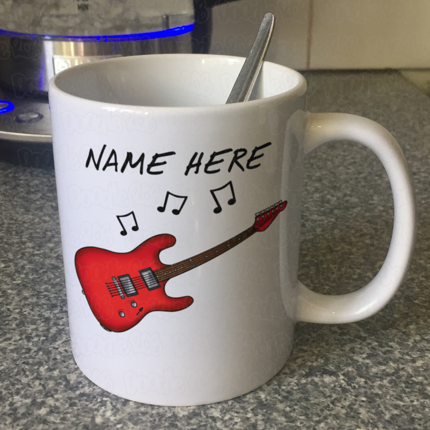 Custom Electric Guitar Mug (Red) - Gift For Electric Guitarist - Guitar Teacher Mug