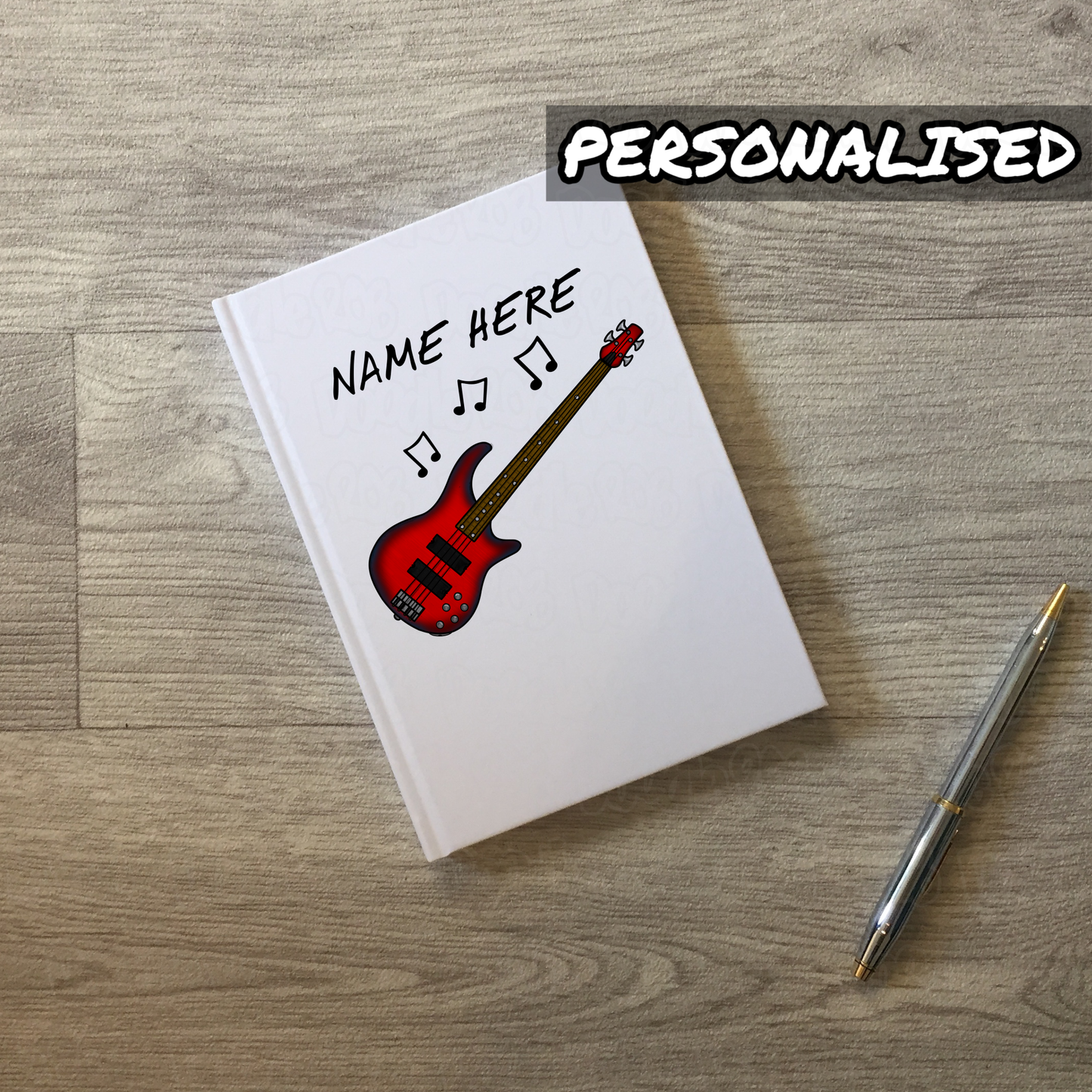 Bassist Personalised Journal (Red) - Custom Bass Guitar Notebook - Bass Guitarist Gift