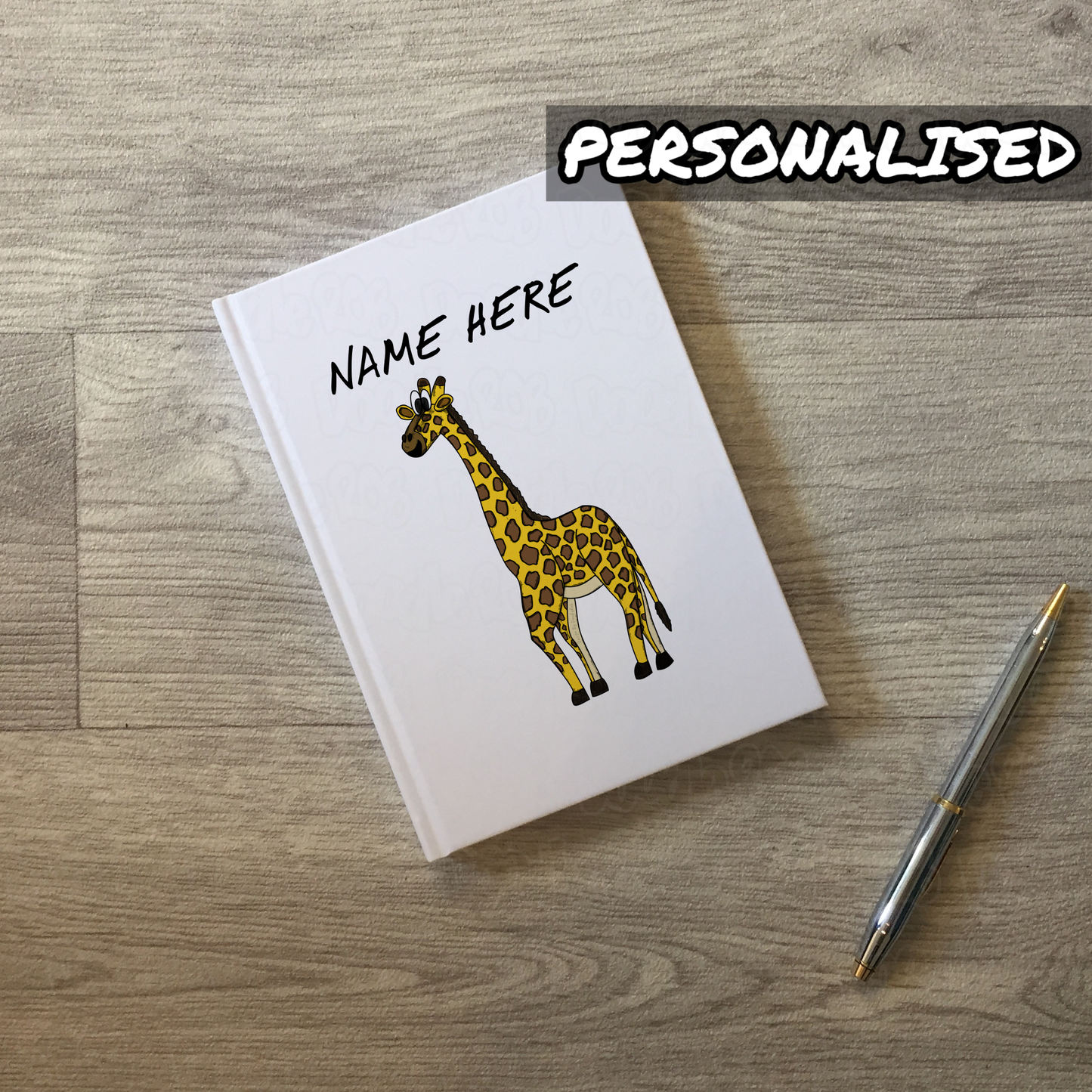 Giraffe Personalised Journal - Custom Wildlife Notebook - Gift For Safari Animal Lover