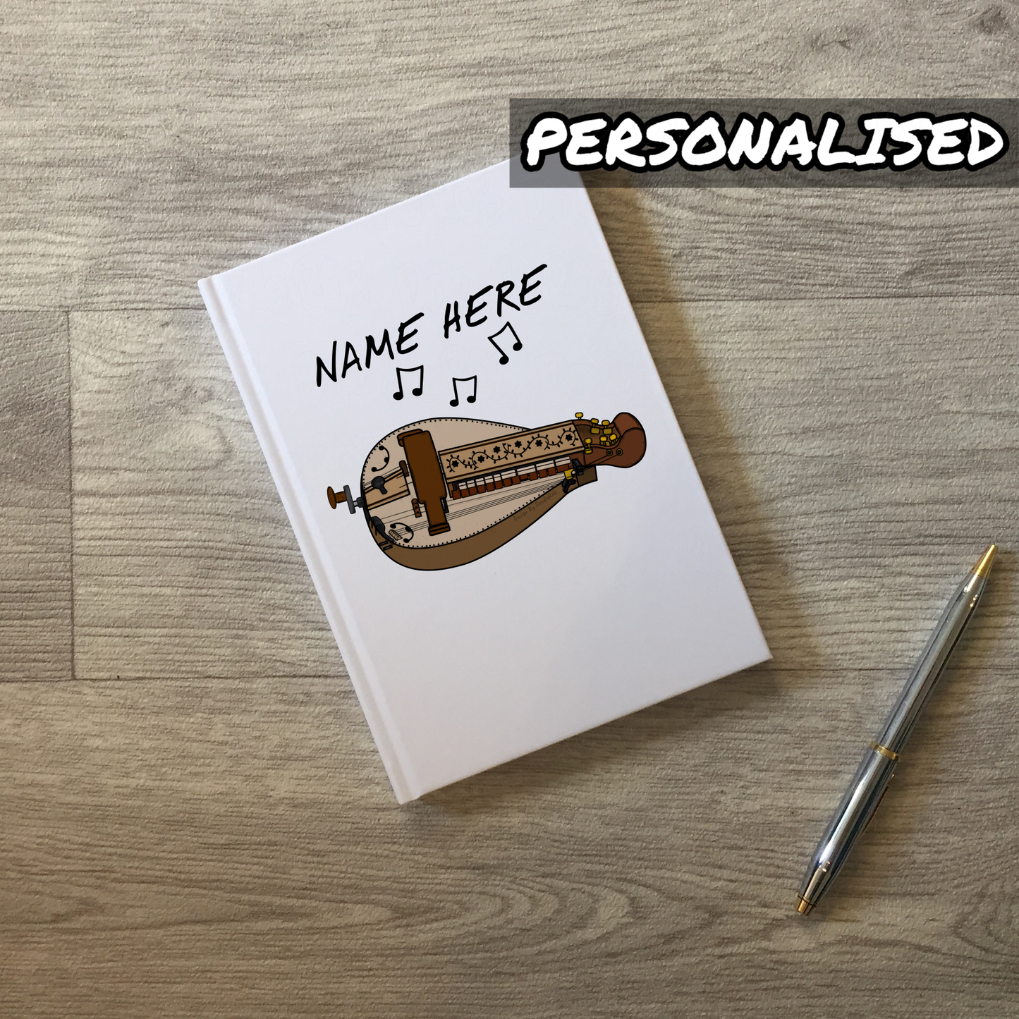 Hurdy Gurdy Personalised Journal - Gurdyist Custom Notebook - Folk Musician Gift