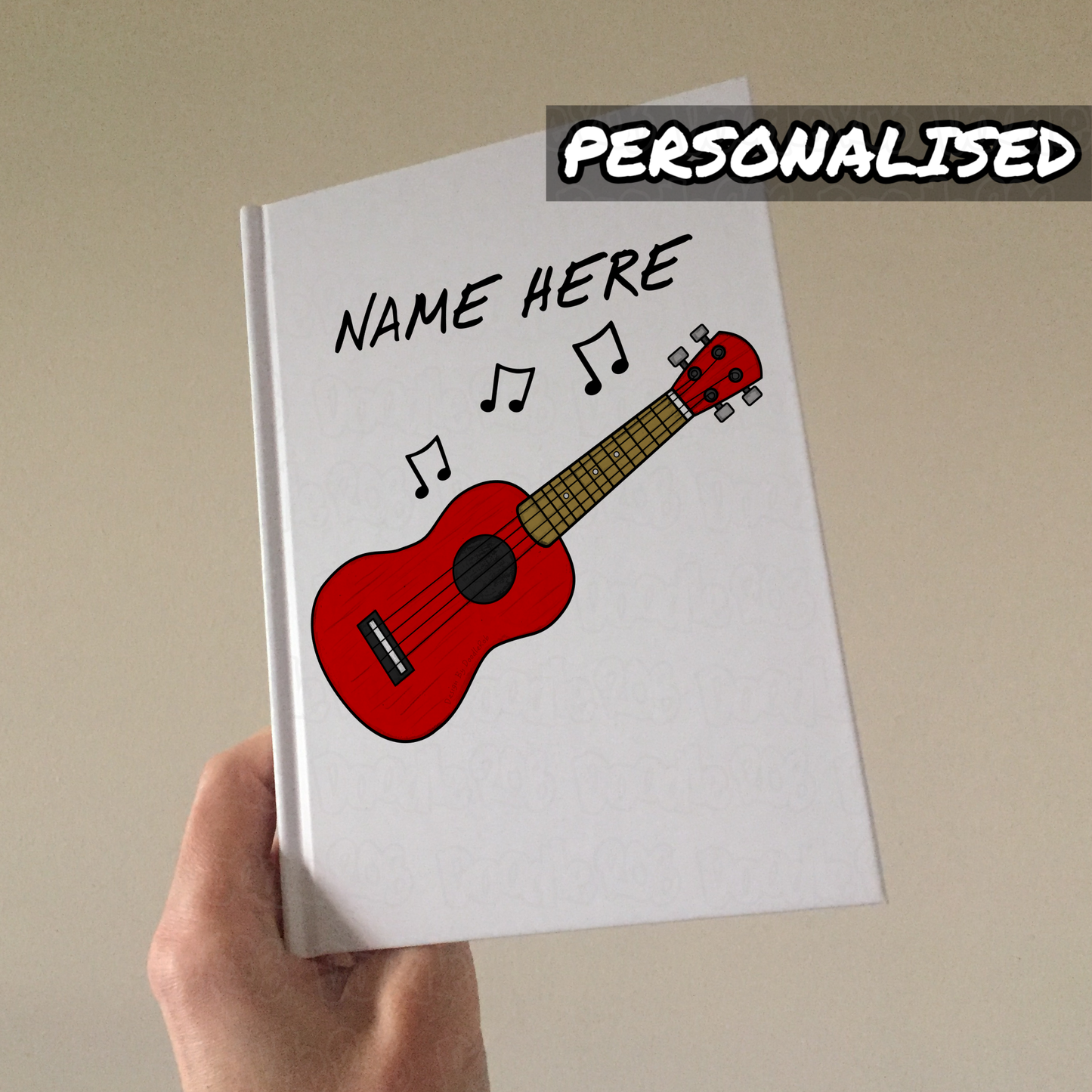 Ukulele Personalised Journal (Red) - Ukulelist Notebook - Custom Gift For Uke Player