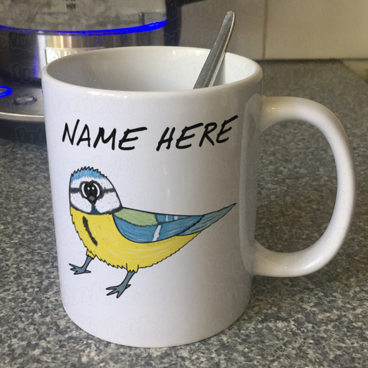 Blue Tit Bird Personalised Mug - Custom Wildlife Mug - Gift For Bird Watcher - Nature Lover Mug