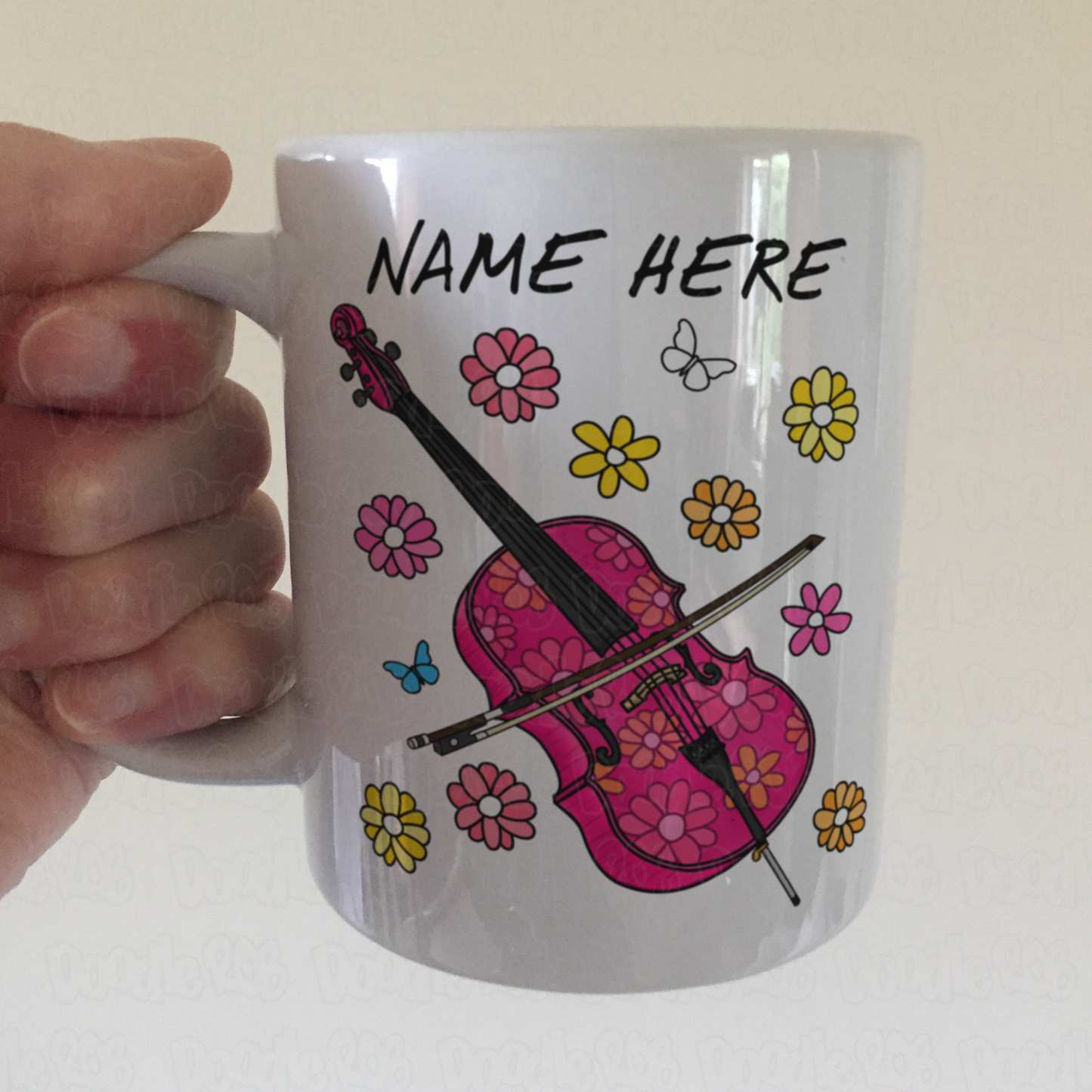 Floral Cello Personalised Mug - Custom Cello Mug - Musician Gift For Her