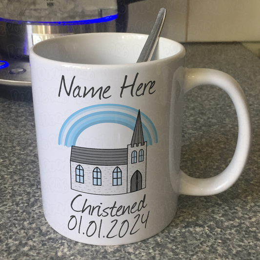 Personalised Christening Mug For Boy - Church Christening Gift - Custom Baptism Gift