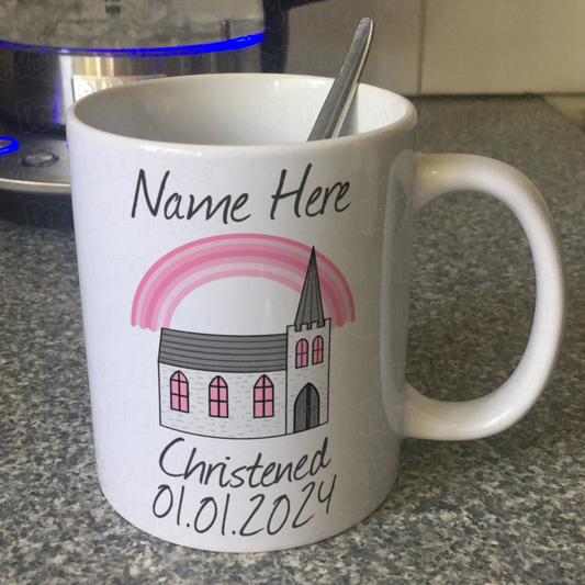 Personalised Christening Mug For Girl - Church Christening Gift - Custom Baptism Gift