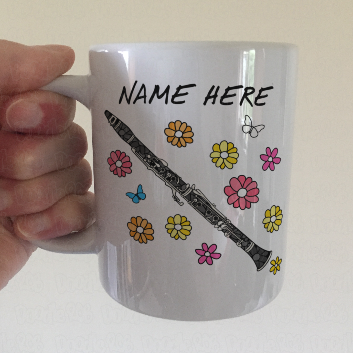 Floral Clarinet Personalised Mug - Clarinetist Custom Gift - Musician Gift For Her