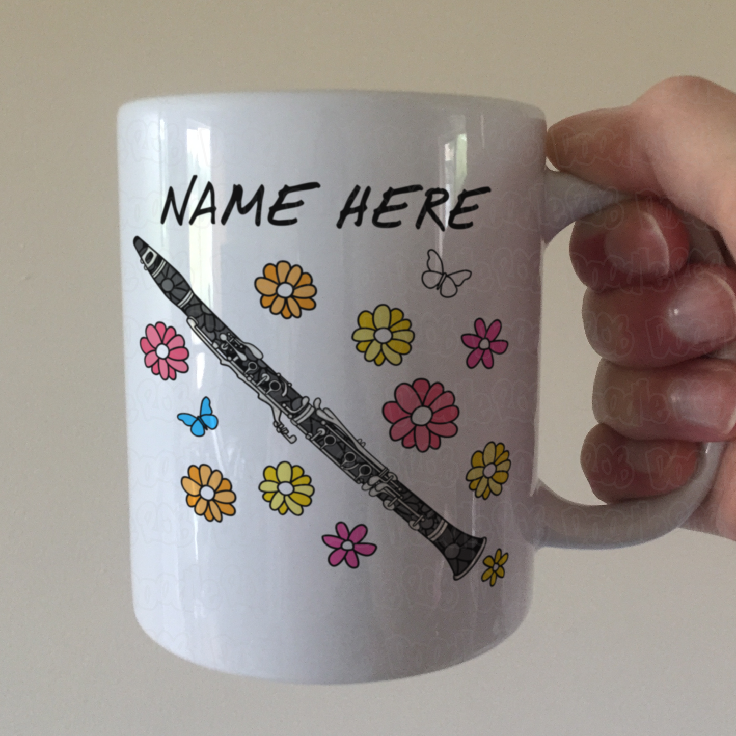 Floral Clarinet Personalised Mug - Clarinetist Custom Gift - Musician Gift For Her