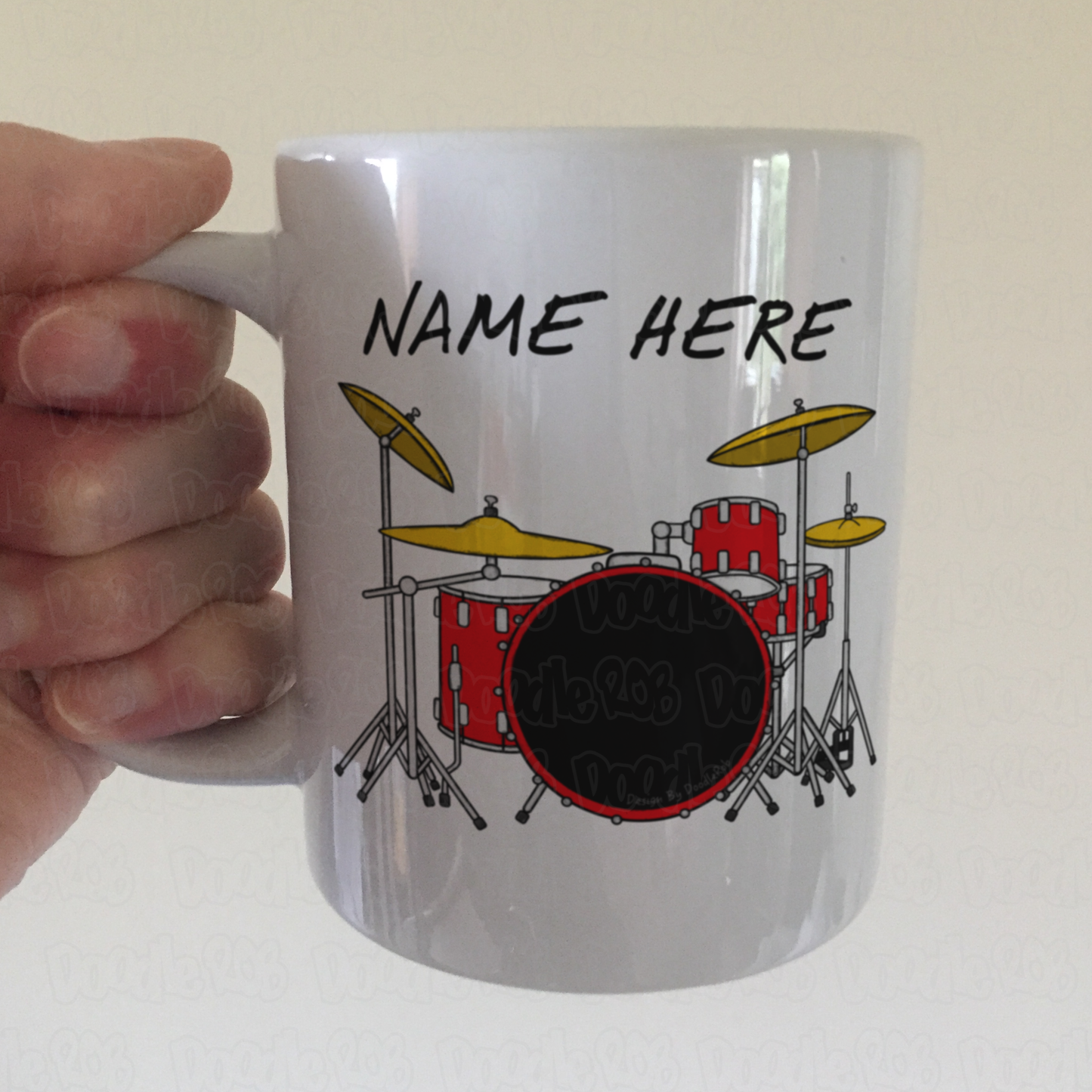 Drummer Personalised Mug (Red) - Custom Drummer Mug - Gift For Drum Teacher