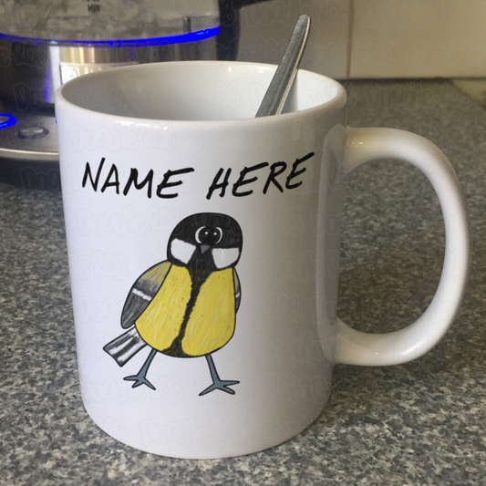 Great Tit Bird Personalised Mug - Custom Wildlife Mug - Gift For Bird Watcher