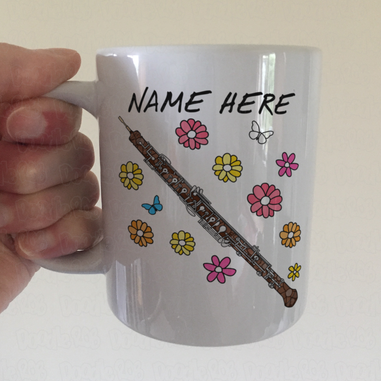 Floral Oboe Personalised Mug - Oboist Custom Mug - Woodwind Musician Gift For Her