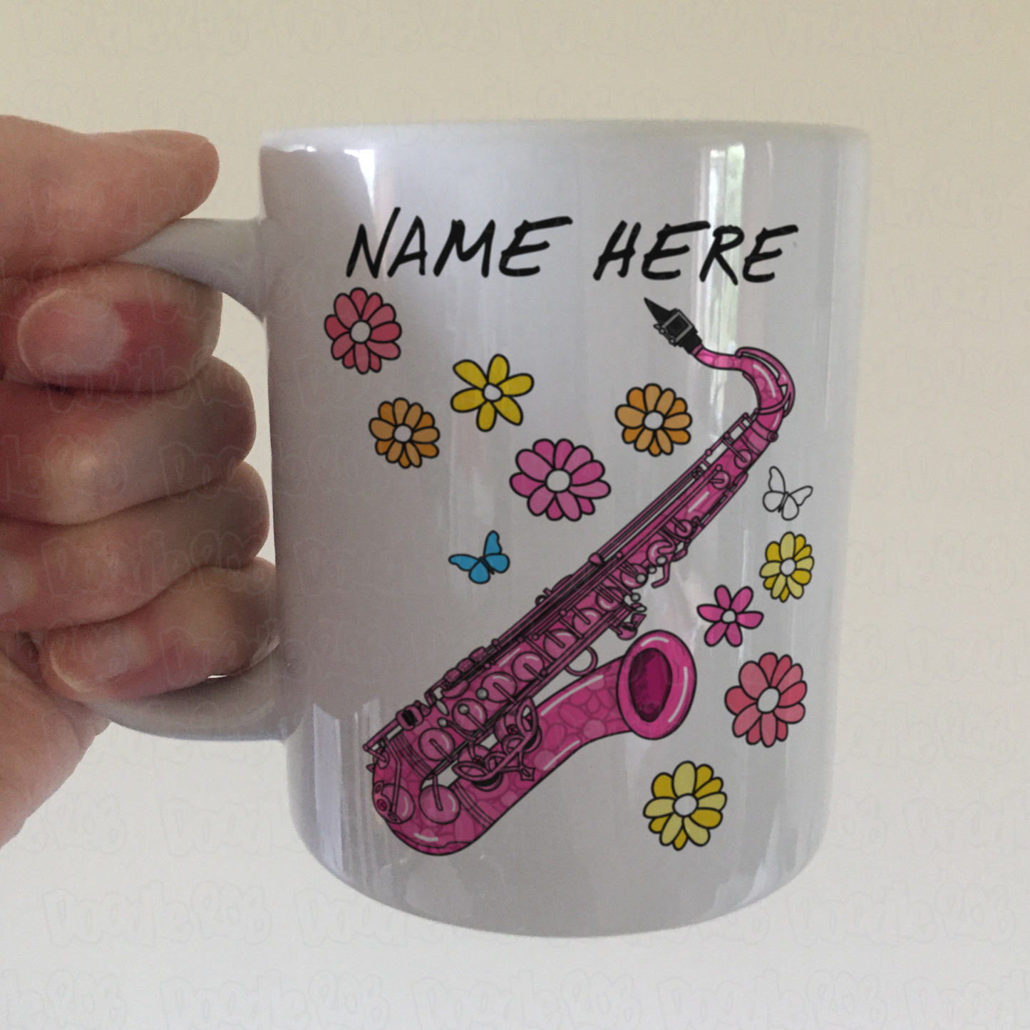 Floral Saxophone Personalised Mug - Musician Gift For Her - Custom Saxophonist Gift