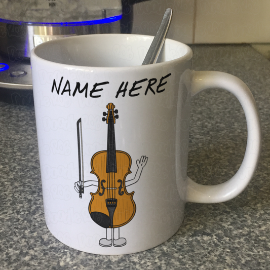 Violin Cartoon Personalised Mug - Violinist Custom Gift - Violin Gift For Kids - Funny Music Teacher Mug