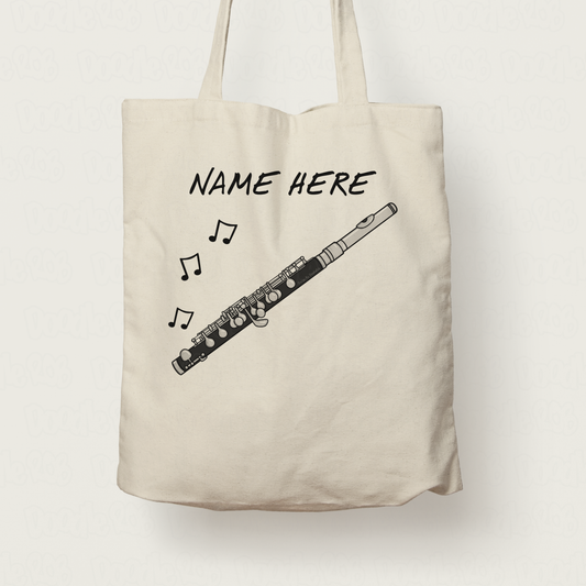 Piccolo Personalised Tote Bag - Gift For Piccoloist - Woodwind Teacher Gift - Musician Tote Bag