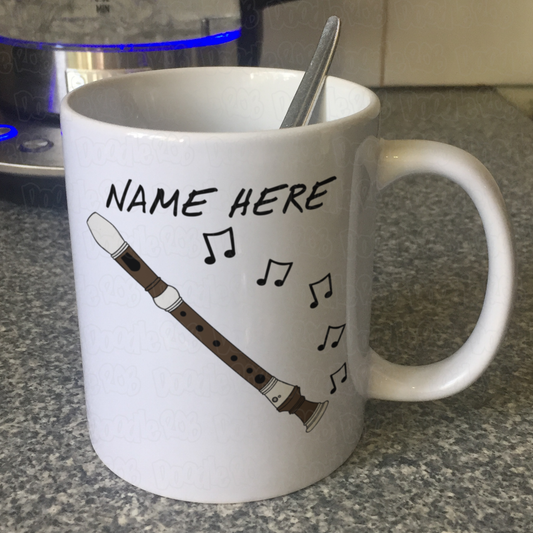 Recorder Personalised Mug - Recorderist Custom Mug - Woodwind Musician Gift