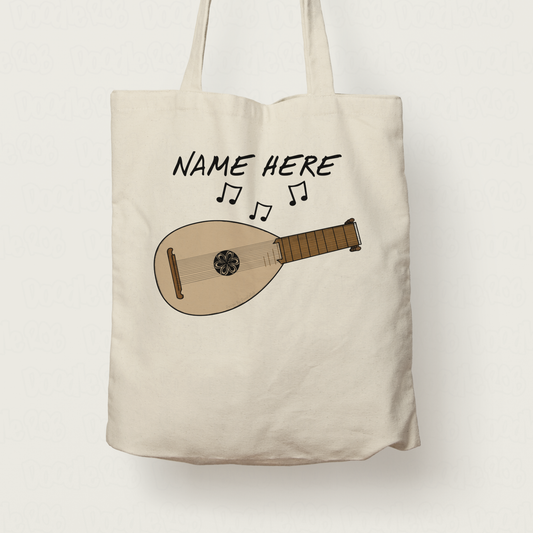 Lute Personalised Tote Bag - Custom Gift For Lutenist - Baroque Musician Gift