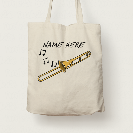 Trombone Personalised Tote Bag - Trombonist Custom Gift - Brass Player Tote Bag